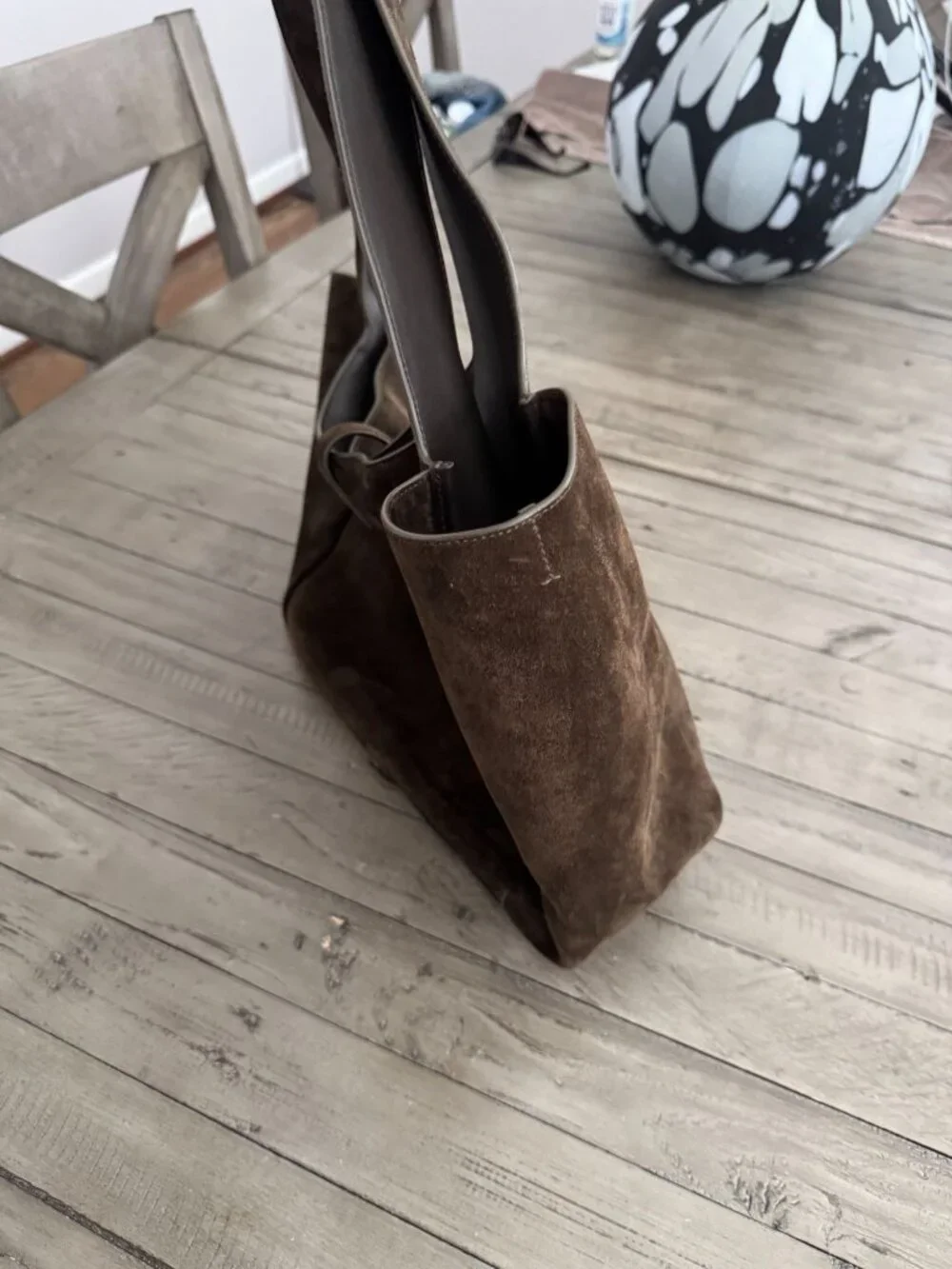 SAINT LAURENT LE 5 À 7 BEA Suede Tote Shoulder Bag Musk Brown Gold - Picture 8 of 14